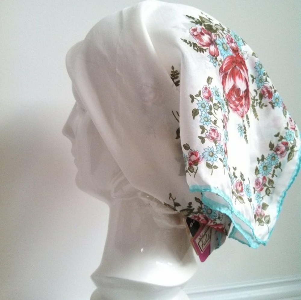 Vintage 50s 60s Hand Rolled Silk Scarf Homme Japan Dead Stock